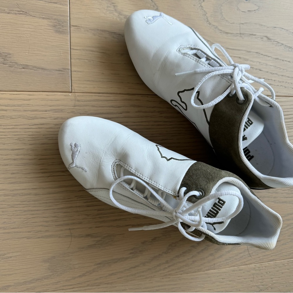 Puma White and Olive Sneakers